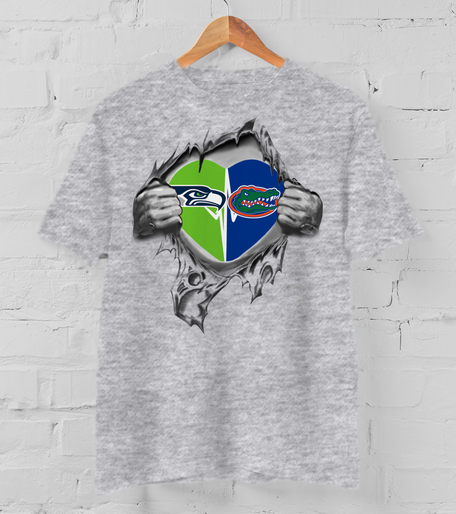 Seahawks Florida Gators Heart Combination T-Shirt