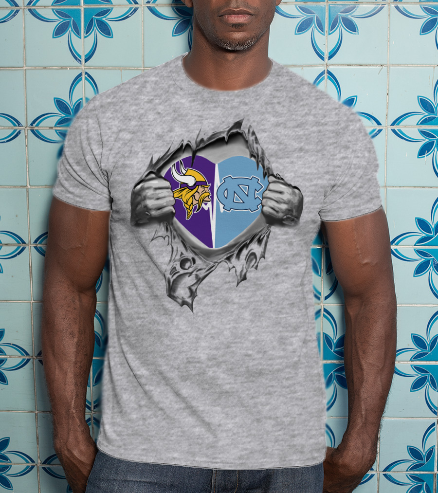 Minnesota Vikings North Carolina Tar Heels Heart T-Shirt