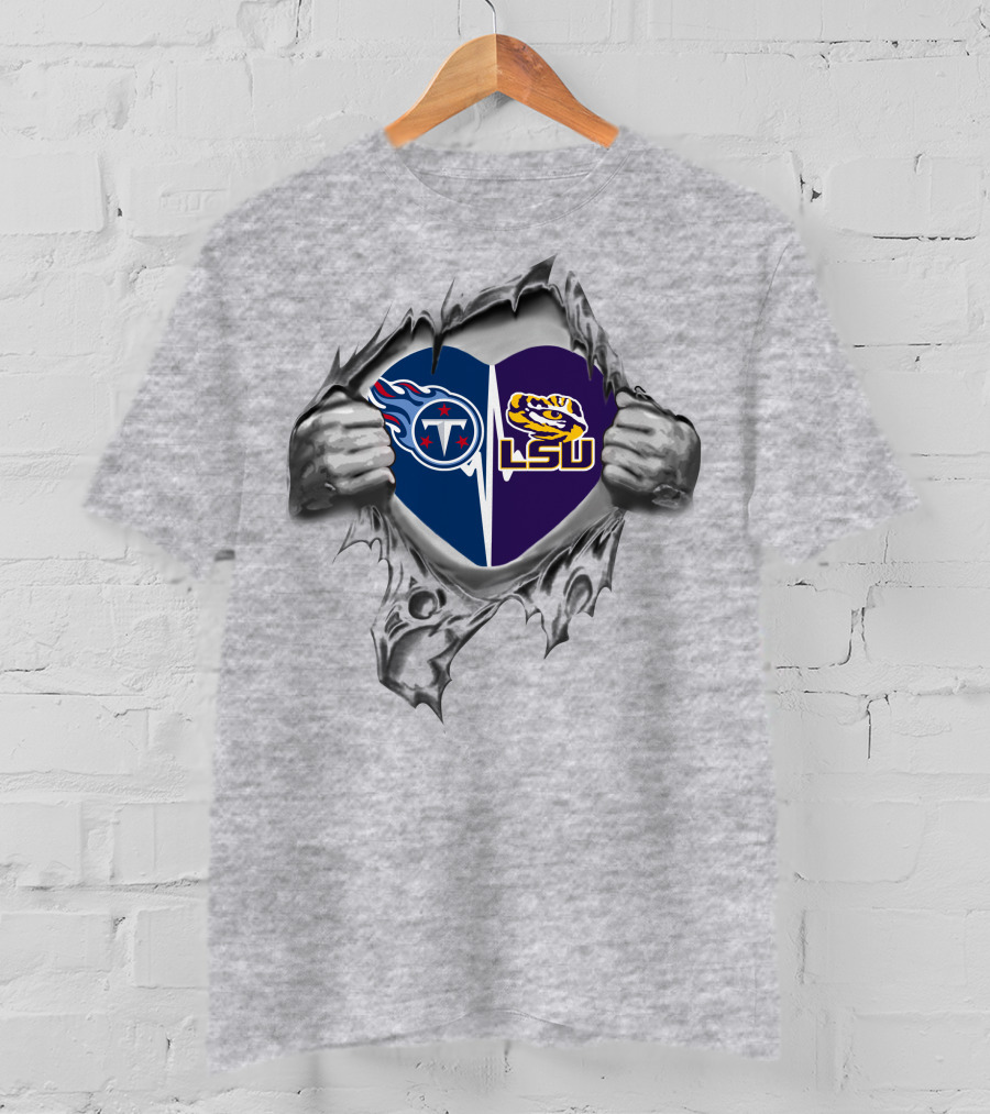 Titans Lsu Tigers Heart Rip T-Shirt