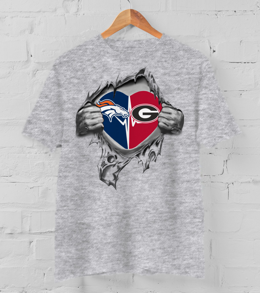 Broncos Georgia Bulldogs Heart T-Shirt