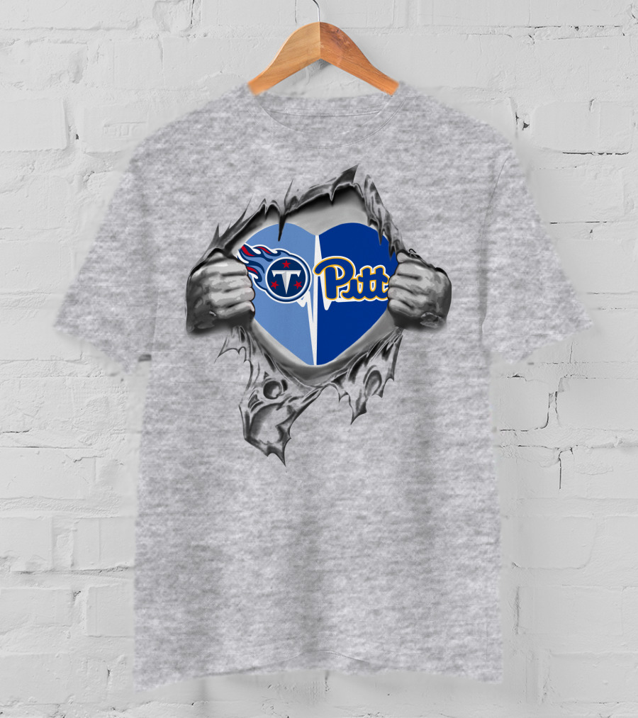 Titans Pitt Panthers Heart Torn T-Shirt