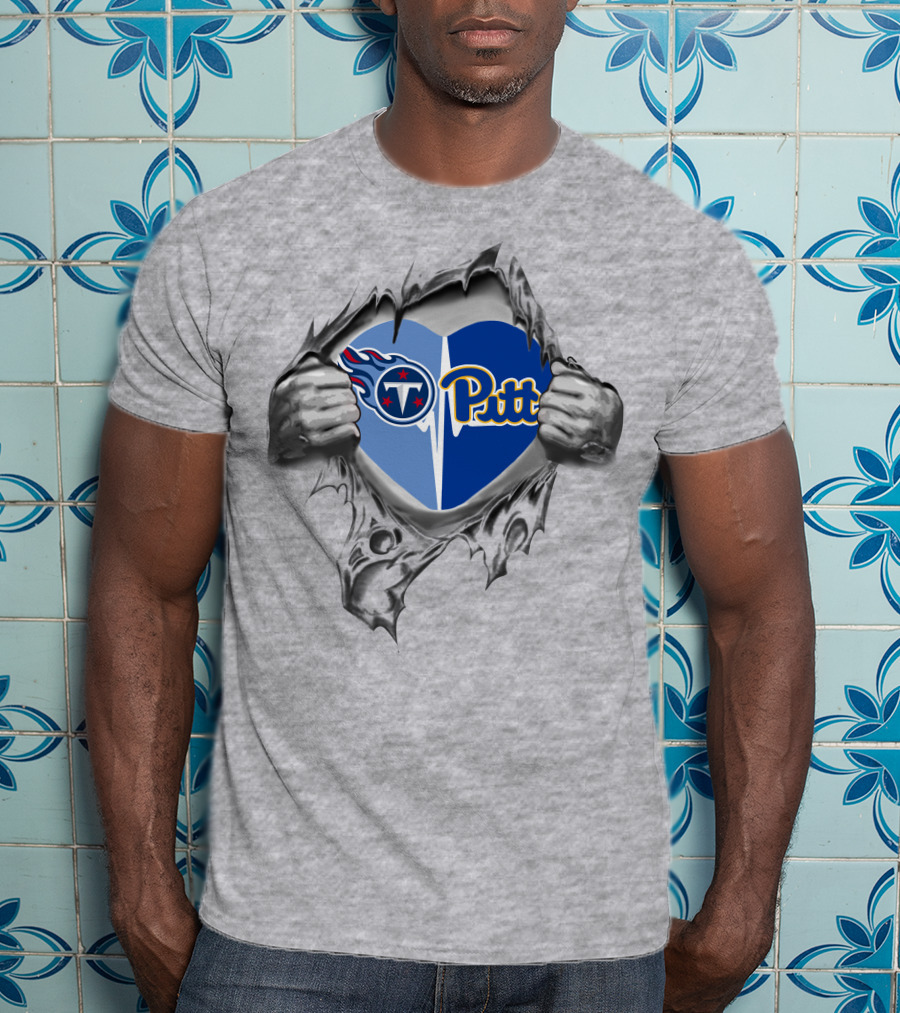 Titans Pitt Panthers Heart Torn T-Shirt
