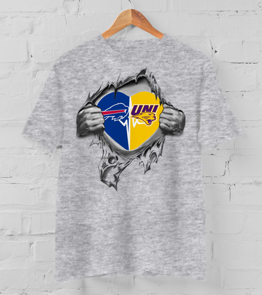 Bills Northern Iowa Panthers Uni Heart T-Shirt