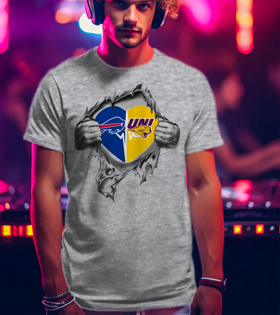 Bills Northern Iowa Panthers Uni Heart T-Shirt