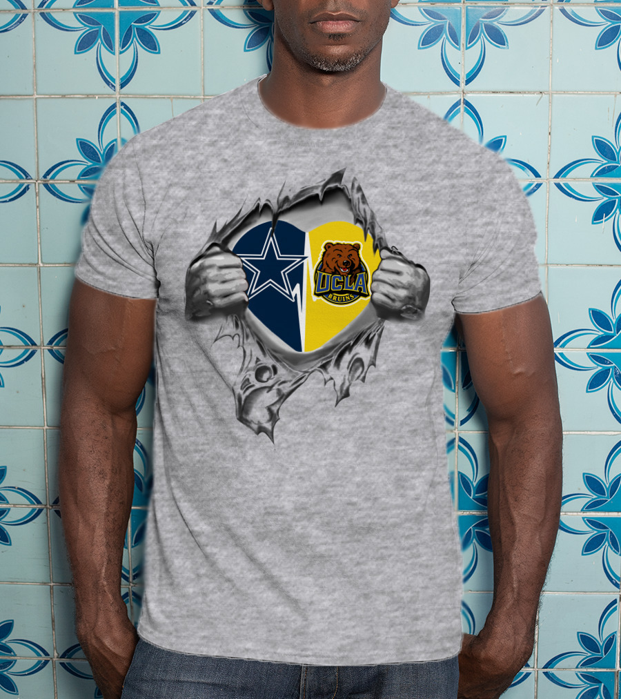 Cowboys Ucla Bruins Heart Torn Open T-Shirt