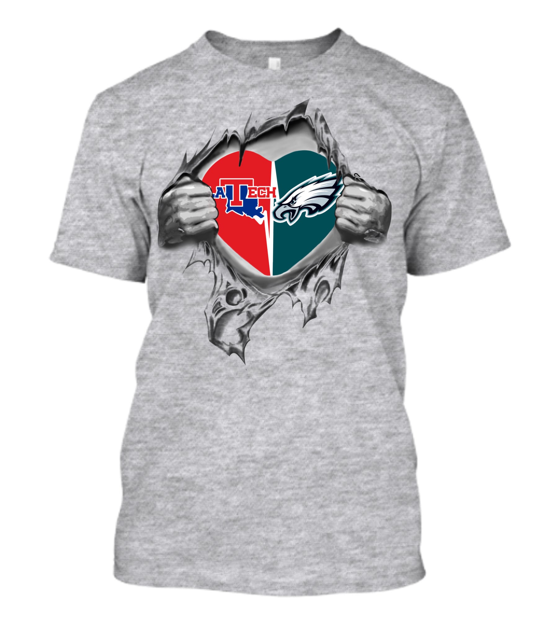 Louisiana Tech Bulldogs And Eagles Heart T-Shirt