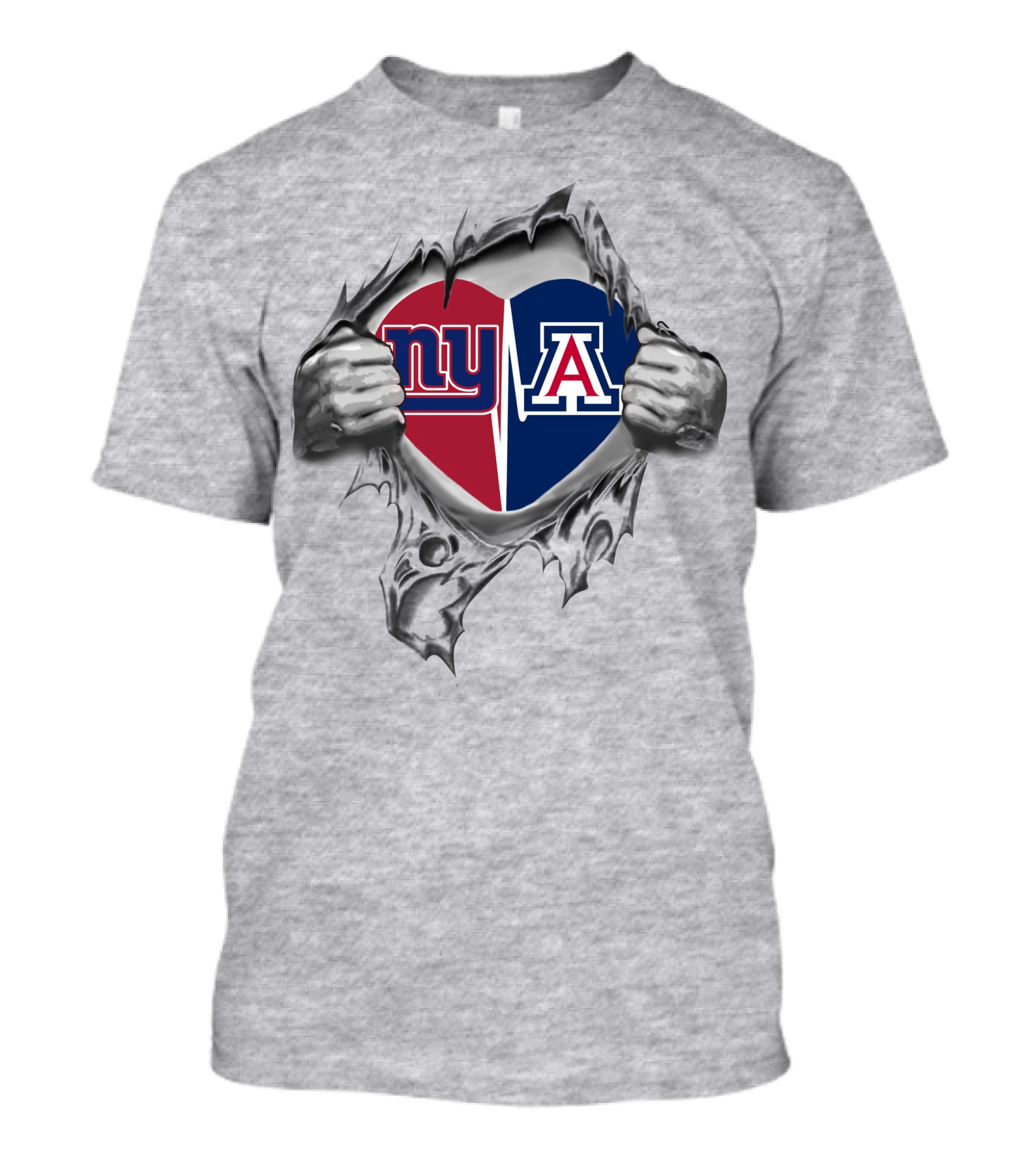 Giants Arizona Wildcats Heart Torn T-Shirt