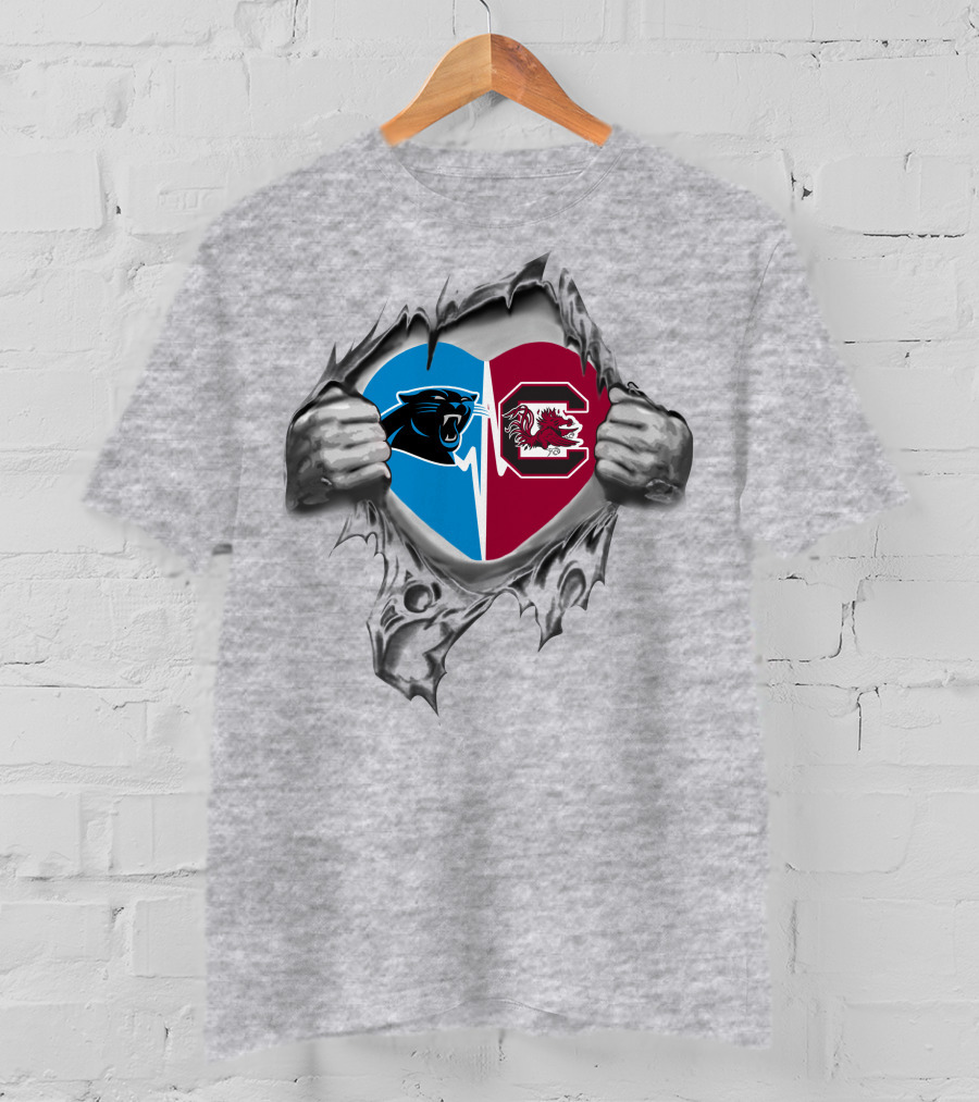 Panthers Gamecocks Heart Hands T-Shirt