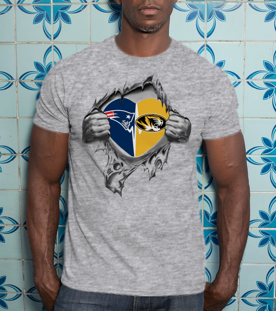 Patriots Missouri Tigers Heart Logo Fusion T-Shirt