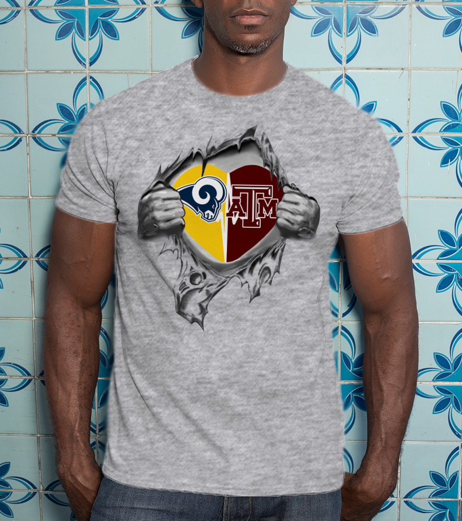 Rams Texas A&M Aggies Heart Loyalty Fusion T-Shirt