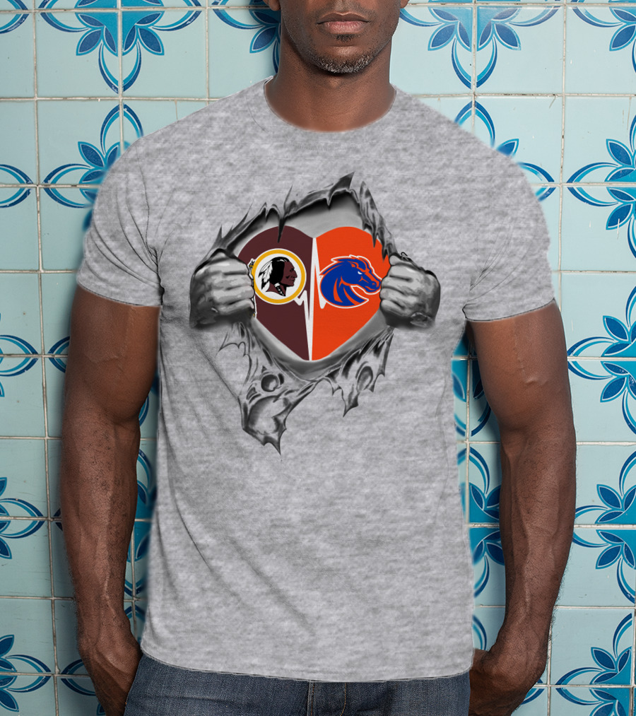 Redskins Boise State Broncos Heart Division T-Shirt