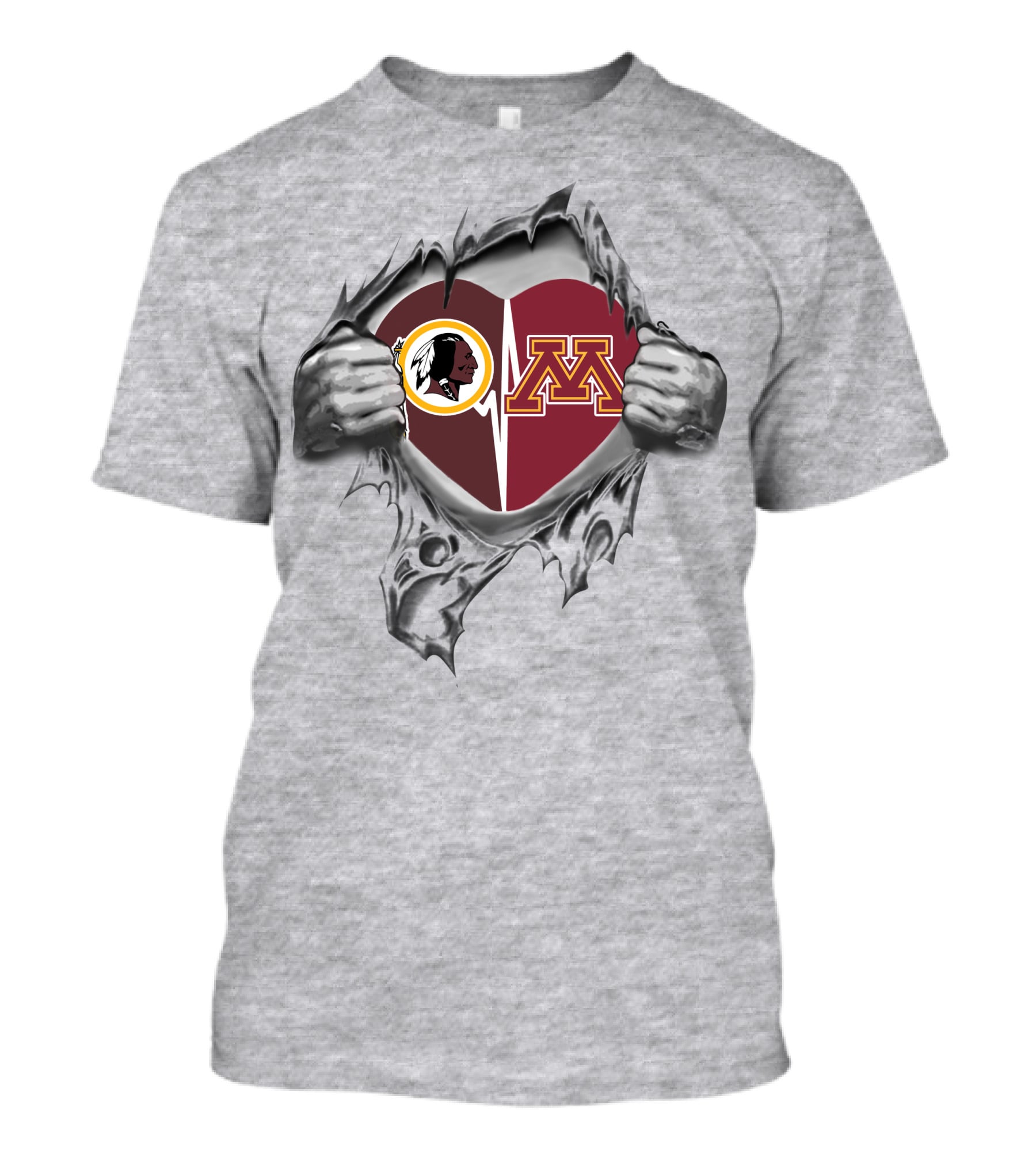 Redskins Minnesota Golden Gophers Heartbeat Passion T-Shirt