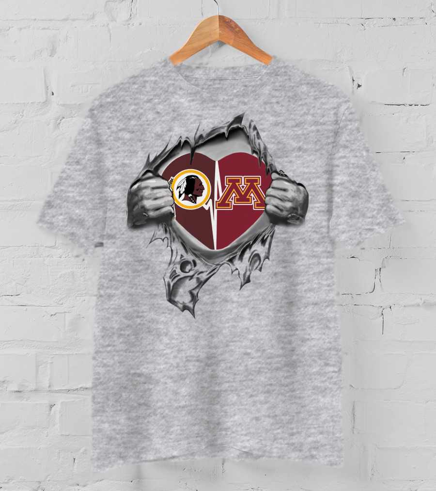 Redskins Minnesota Golden Gophers Heartbeat Passion T-Shirt