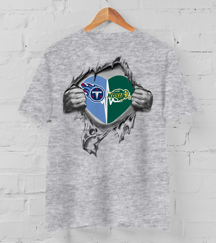 Titans Ndsu Bison Heart Logo Fusion T-Shirt