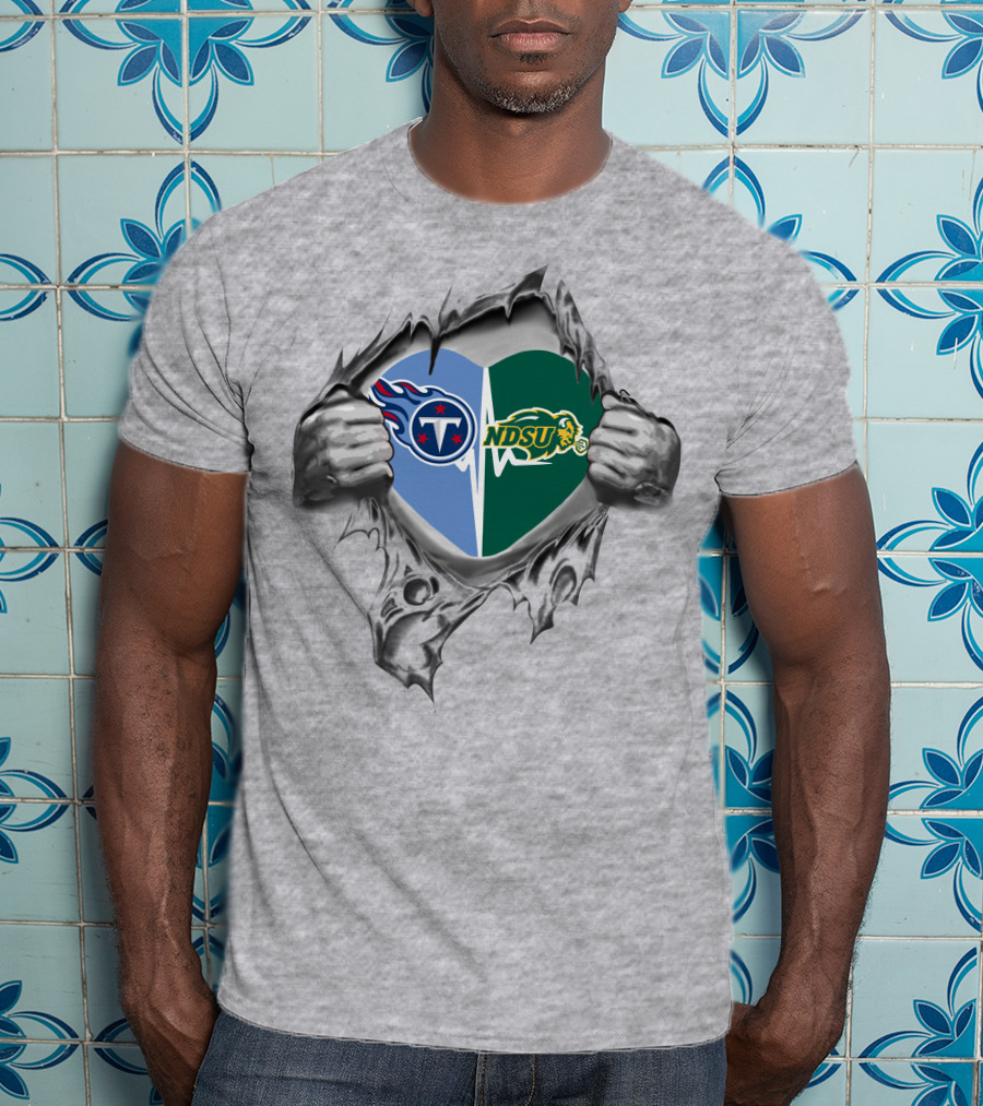 Titans Ndsu Bison Heart Logo Fusion T-Shirt