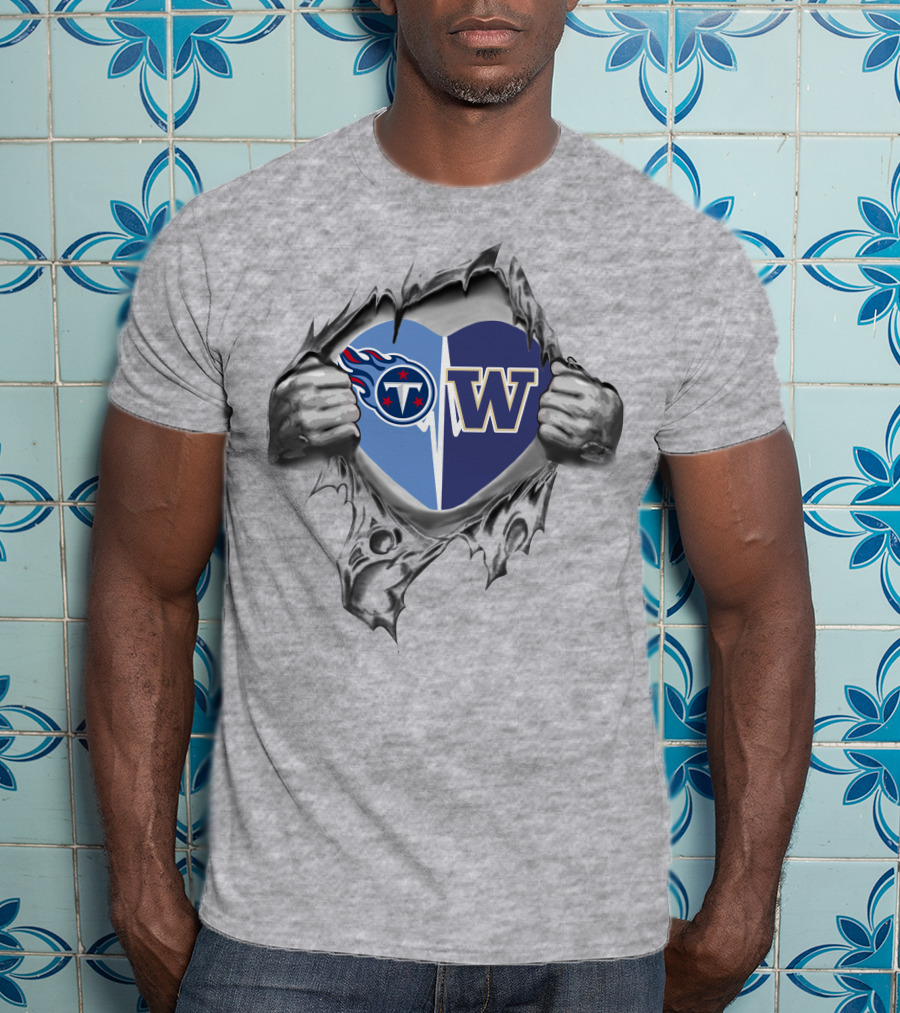 Titans Washington Huskies Heart Rip T-Shirt