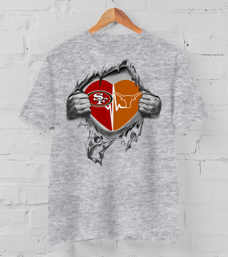 49ers Longhorns Heart Hands T-Shirt