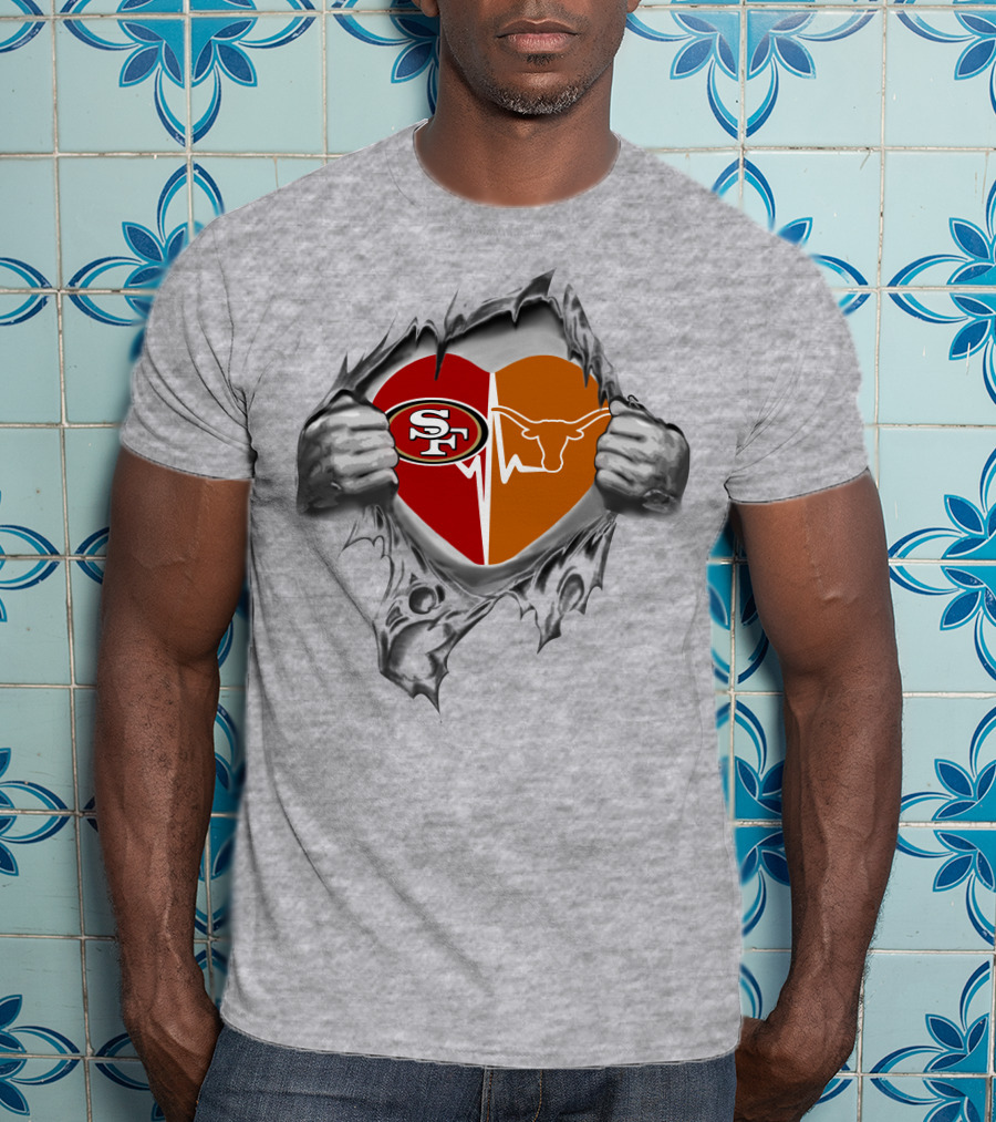 49ers Longhorns Heart Hands T-Shirt