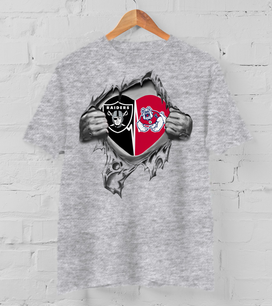 Raiders Fresno State Bulldogs Heart Tearing T-Shirt
