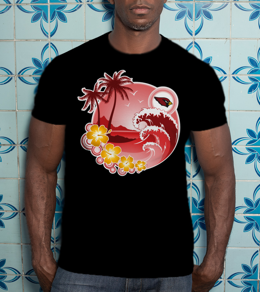 Arizona Cardinals Tropical Holiday Paradise Scene T-Shirt