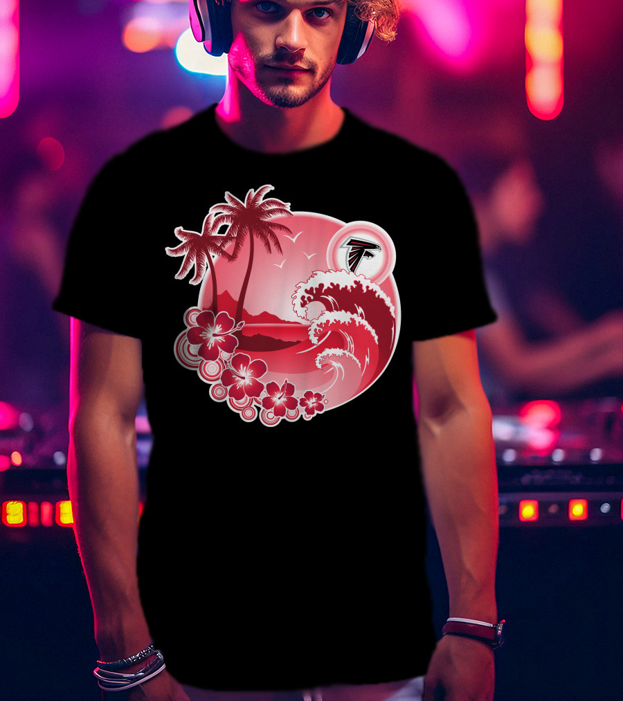 Atlanta Falcons Tropical Holiday Wave Scene T-Shirt