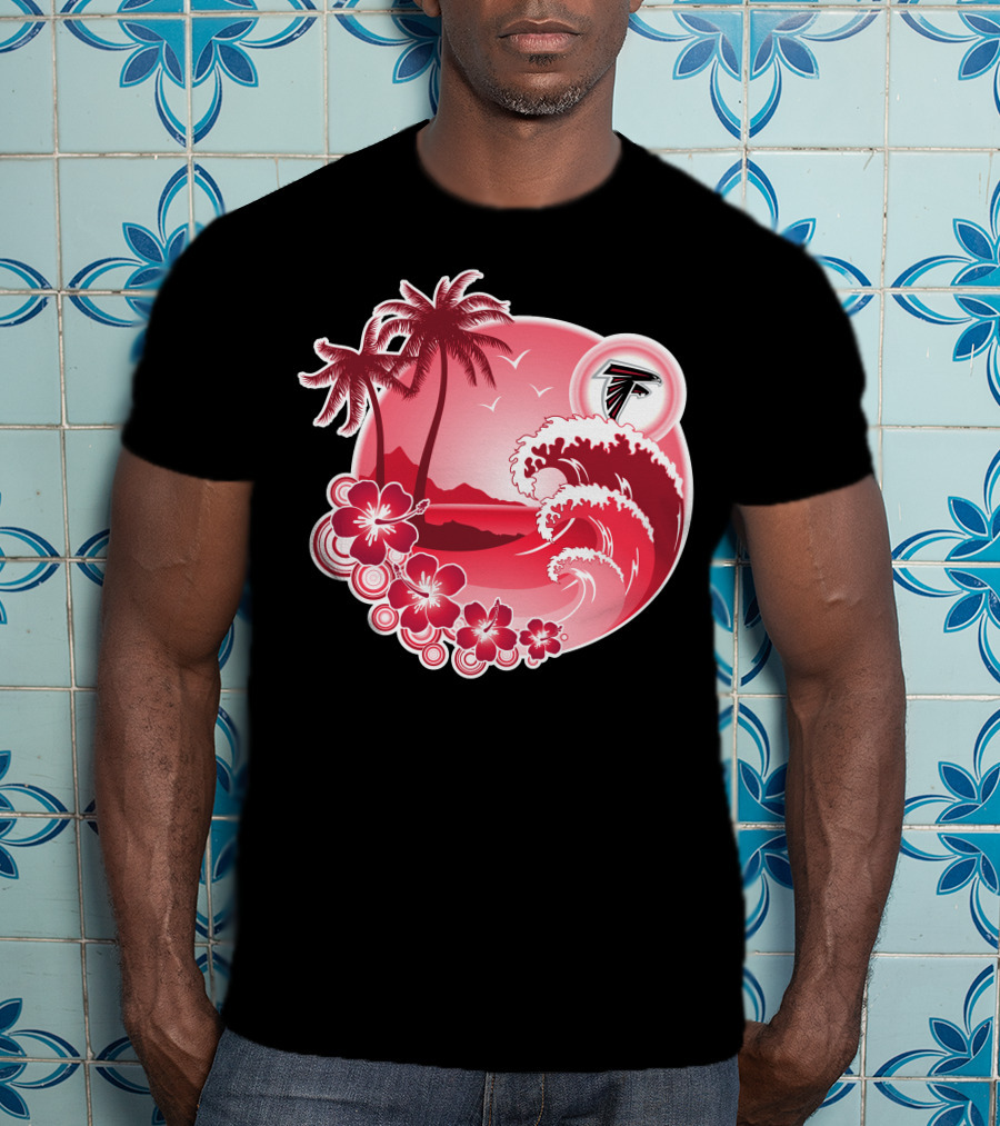 Atlanta Falcons Tropical Holiday Wave Scene T-Shirt