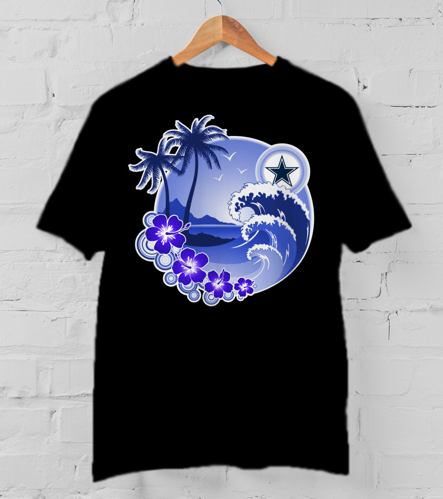 Dallas Cowboys Holiday Tropical Wave Palm Trees & Flowers T-Shirt