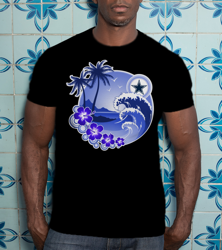 Dallas Cowboys Holiday Tropical Wave Palm Trees & Flowers T-Shirt