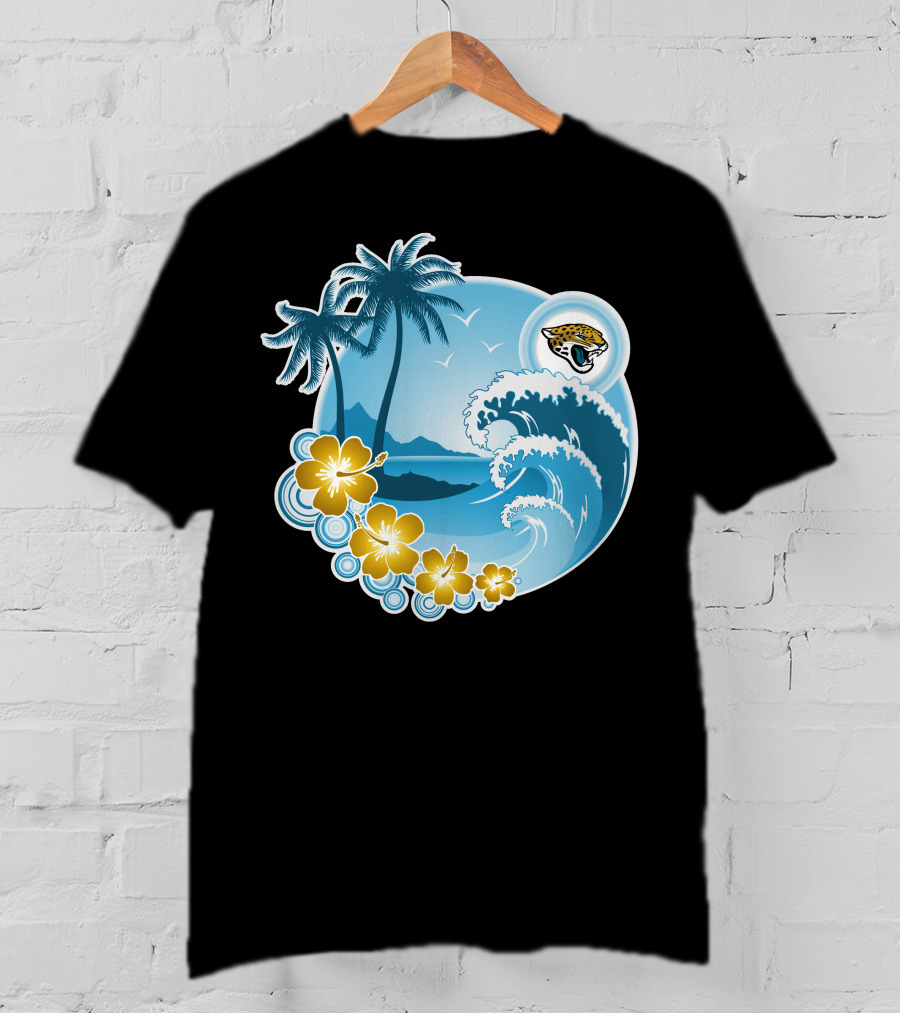 Jacksonville Jaguars Tropical Beach Holiday Wave Scene T-Shirt