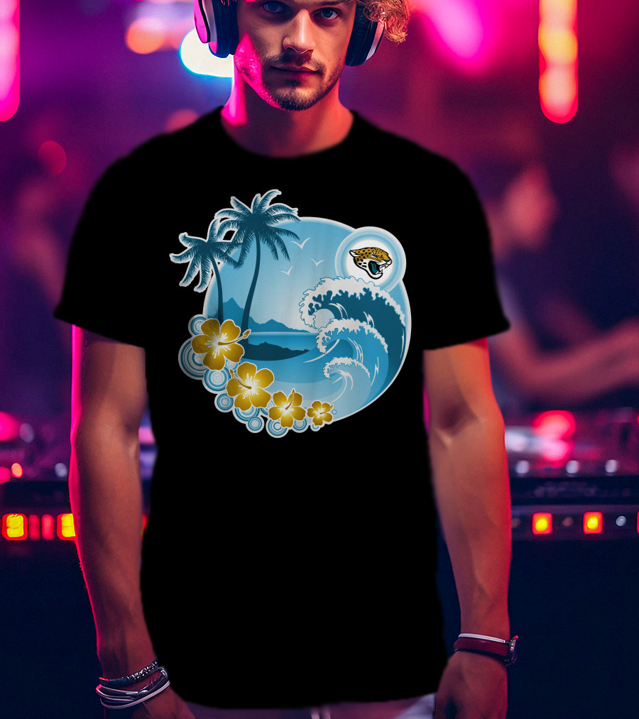 Jacksonville Jaguars Tropical Beach Holiday Wave Scene T-Shirt