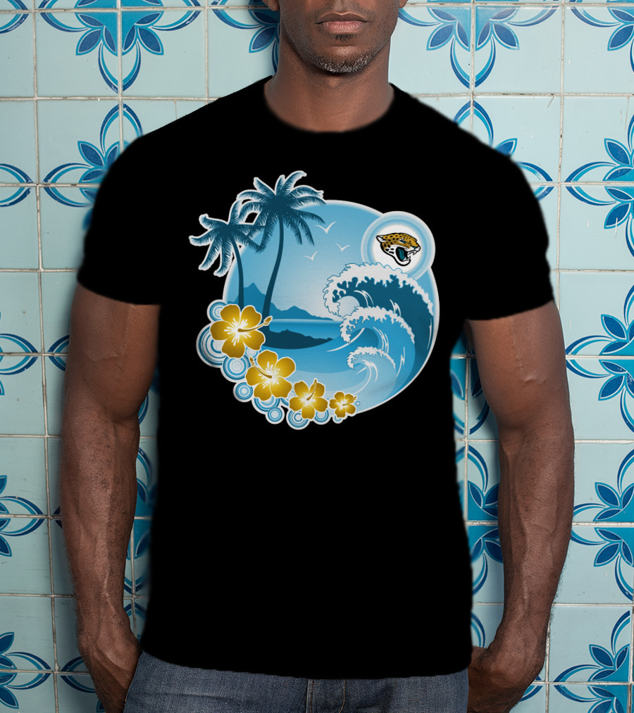 Jacksonville Jaguars Tropical Beach Holiday Wave Scene T-Shirt