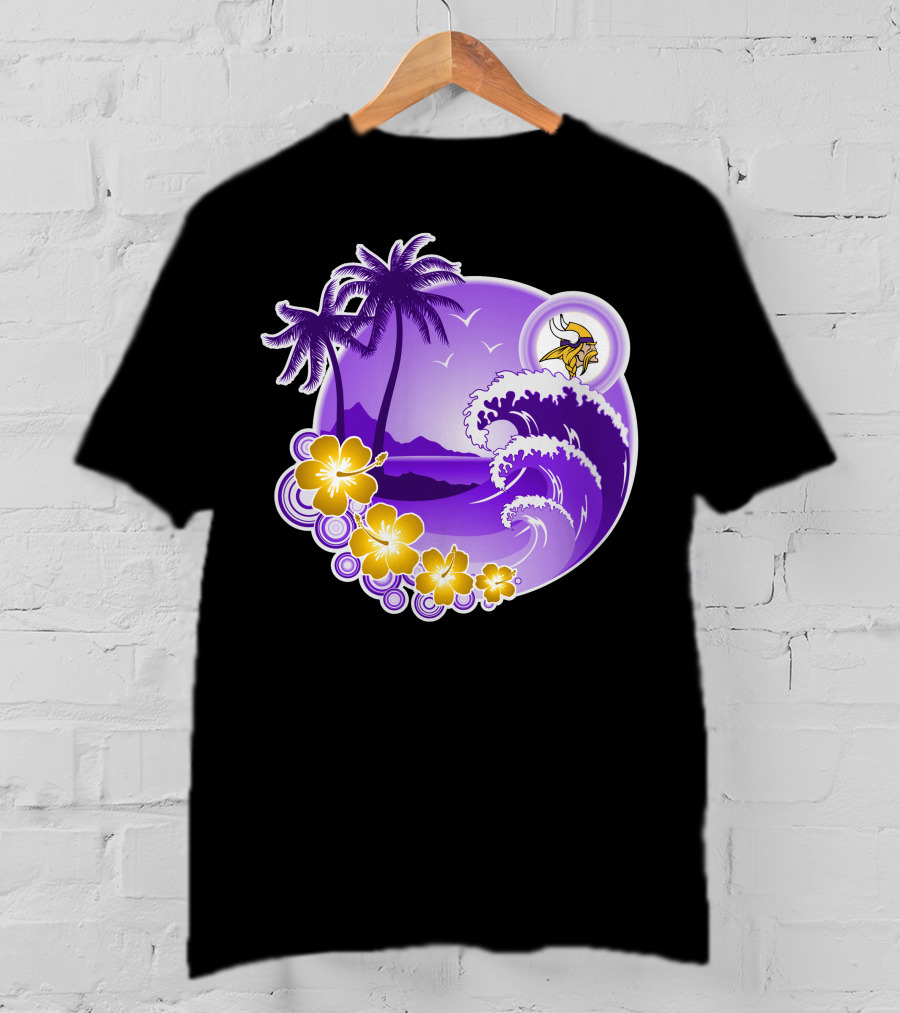 Minnesota Vikings Tropical Wave Happy Holidays T-Shirt