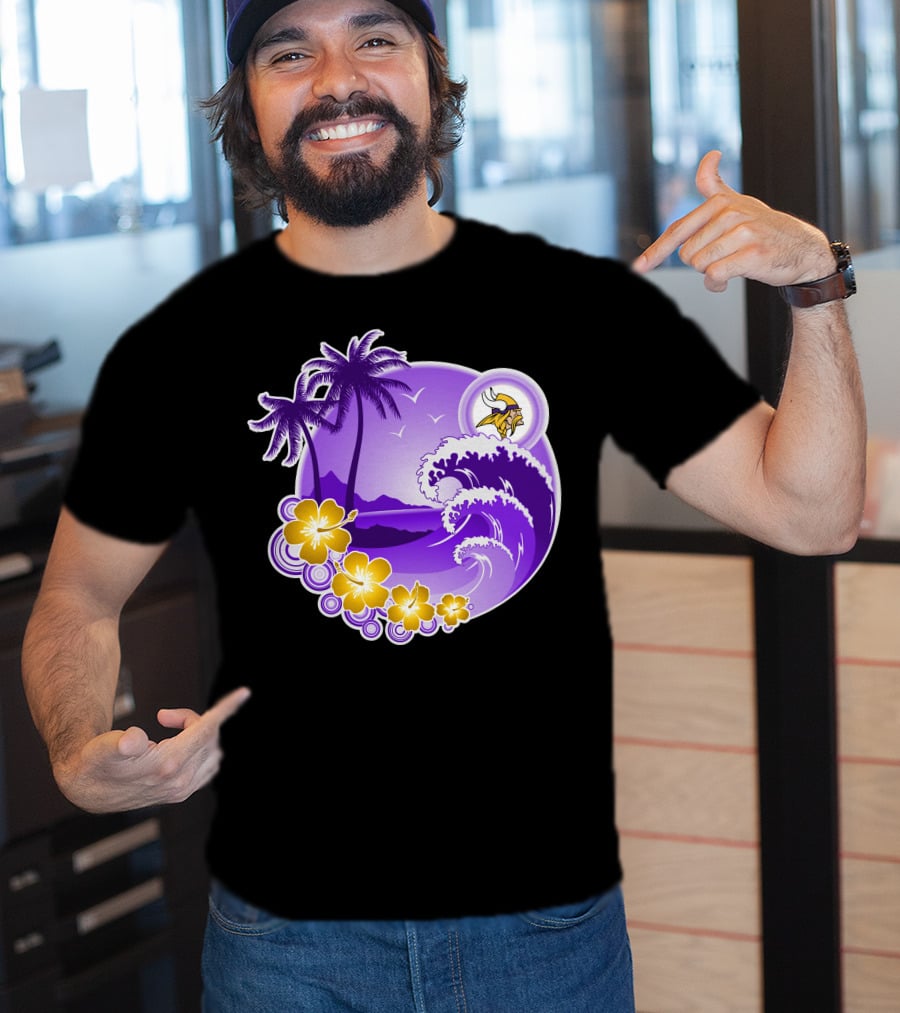 Minnesota Vikings Tropical Wave Happy Holidays T-Shirt