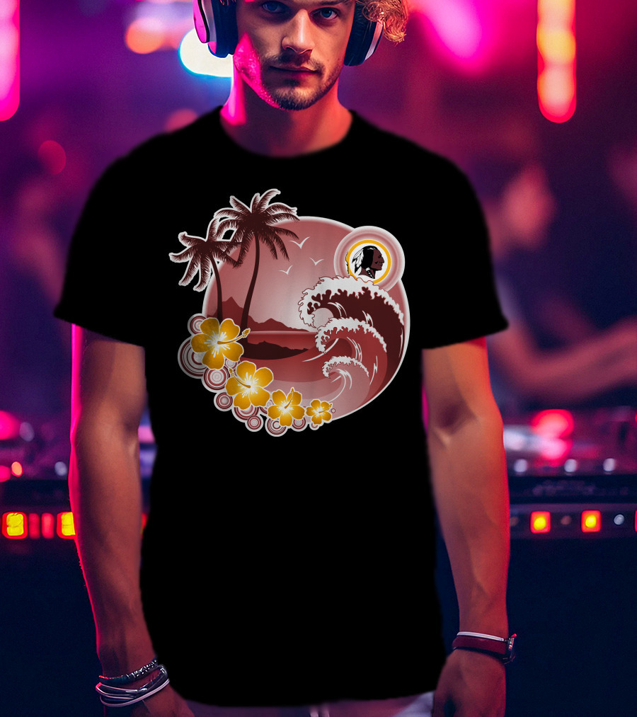 Washington Redskins Tropical Holiday Waves And Palm Trees T-Shirt