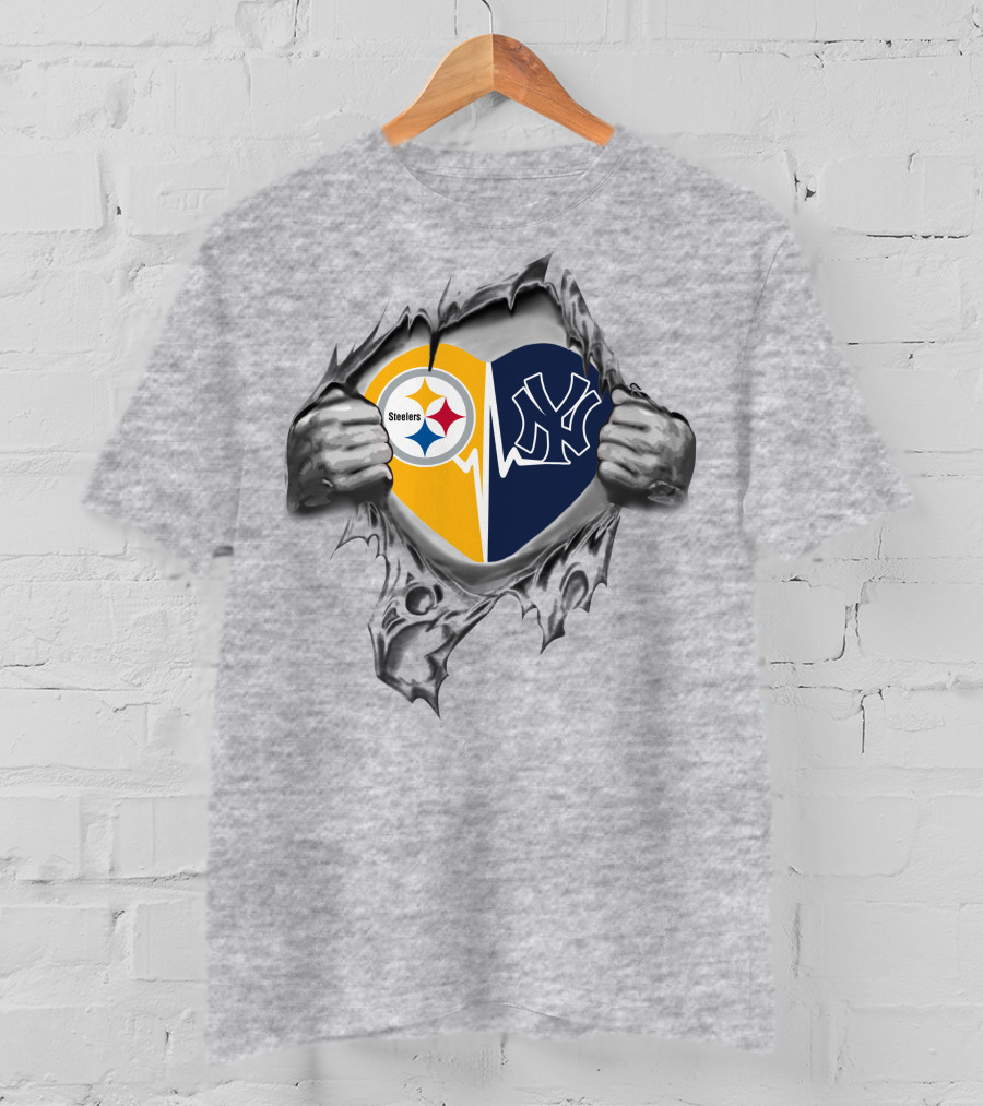 Steelers Yankees Heart Of Loyalty Dual Passion T-Shirt