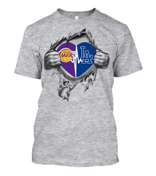 Lakers Los Angeles Dodgers Heart Logo Fusion T-Shirt
