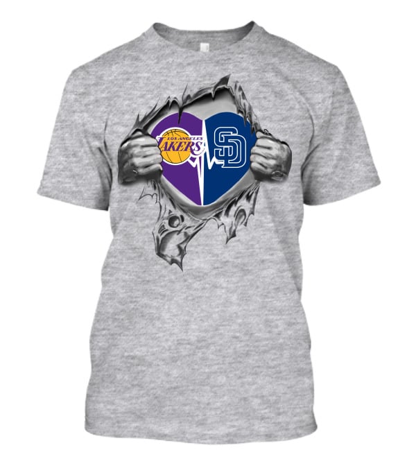 Los Angeles Lakers San Diego Padres Heart T-Shirt