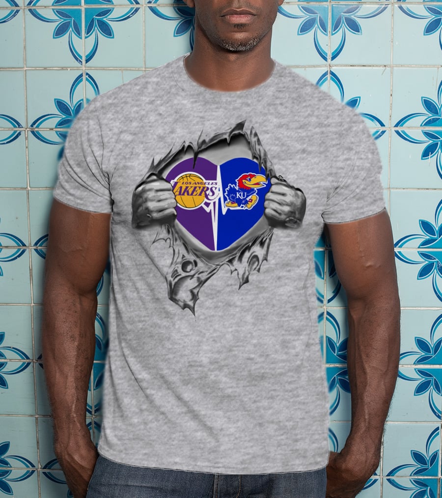Los Angeles Lakers Kansas Jayhawks Heart T-Shirt