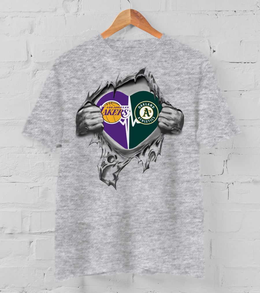 Los Angeles Lakers Oakland Athletics Heart Edition T-Shirt