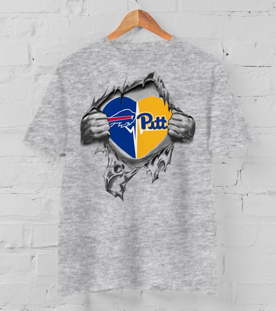 Buffalo Bills And Pittsburgh Panthers Heart T-Shirt