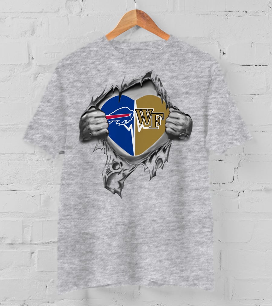 Buffalo Bills Wake Forest Heart Torn T-Shirt