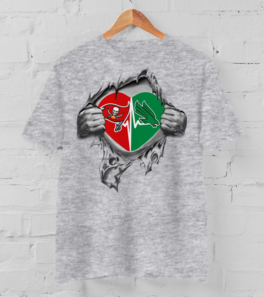 Buccaneers North Texas Mean Green Heart T-Shirt