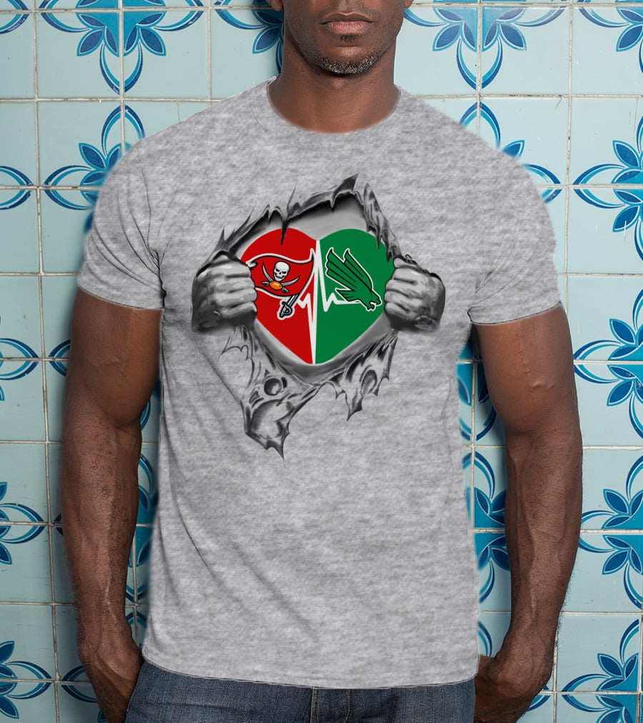 Buccaneers North Texas Mean Green Heart T-Shirt