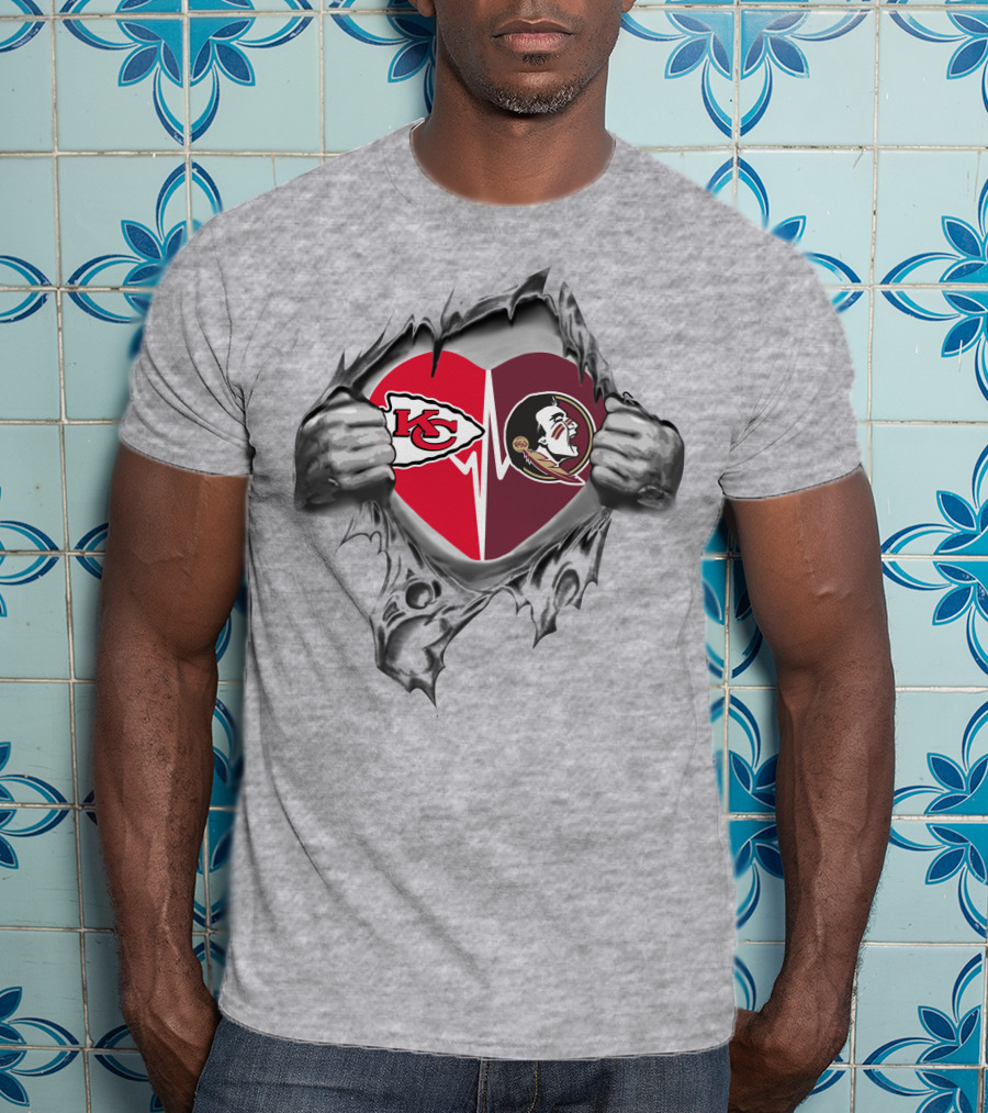 Chiefs Florida State Seminoles Heartbeat Chiefs Logo Seminoles T-Shirt