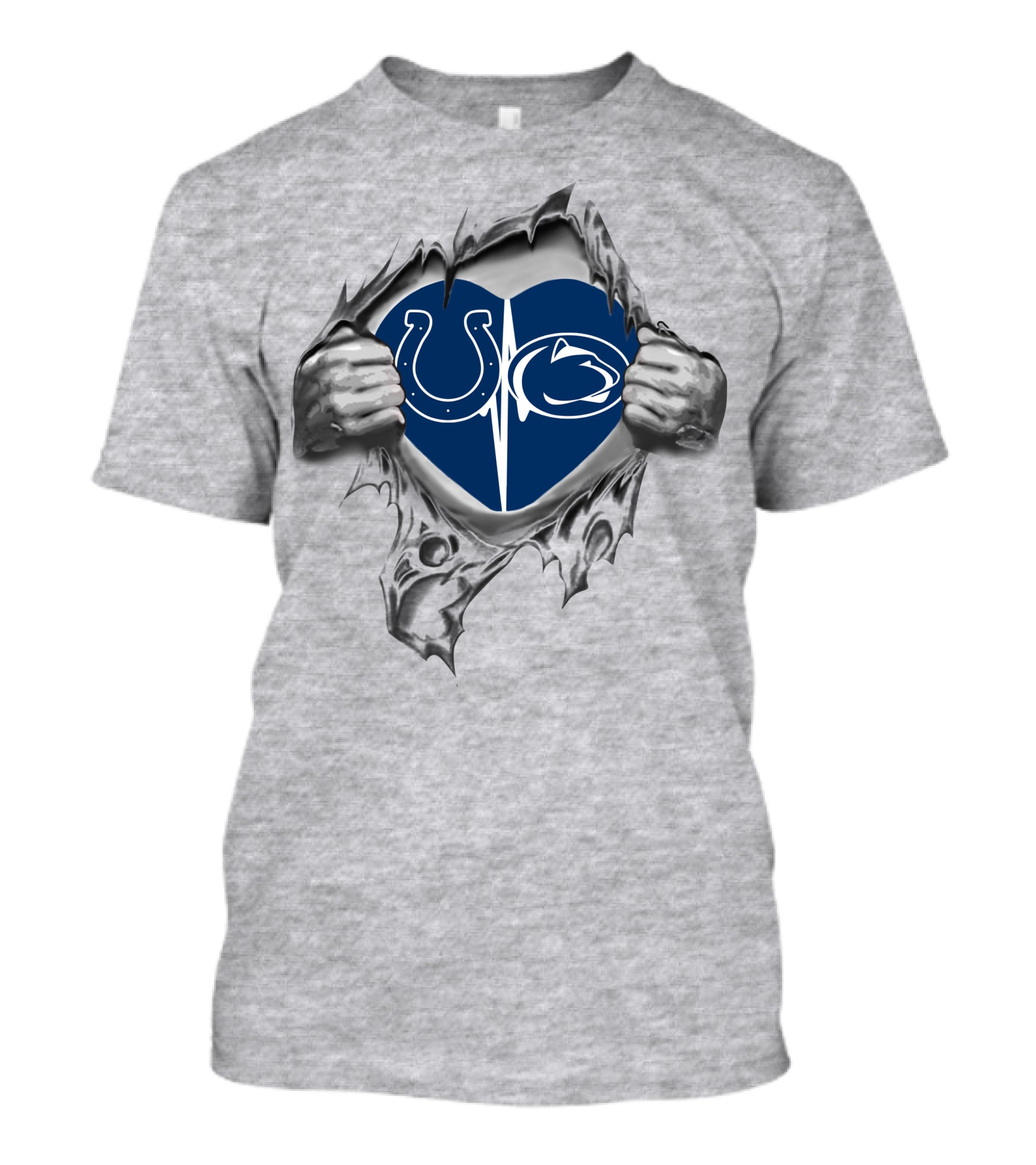 Colts Penn State Nittany Lions Heart Icon With Logos T-Shirt