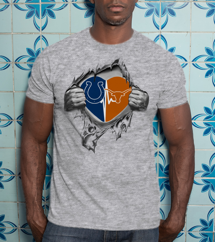 Colts Longhorns Heart Split T-Shirt