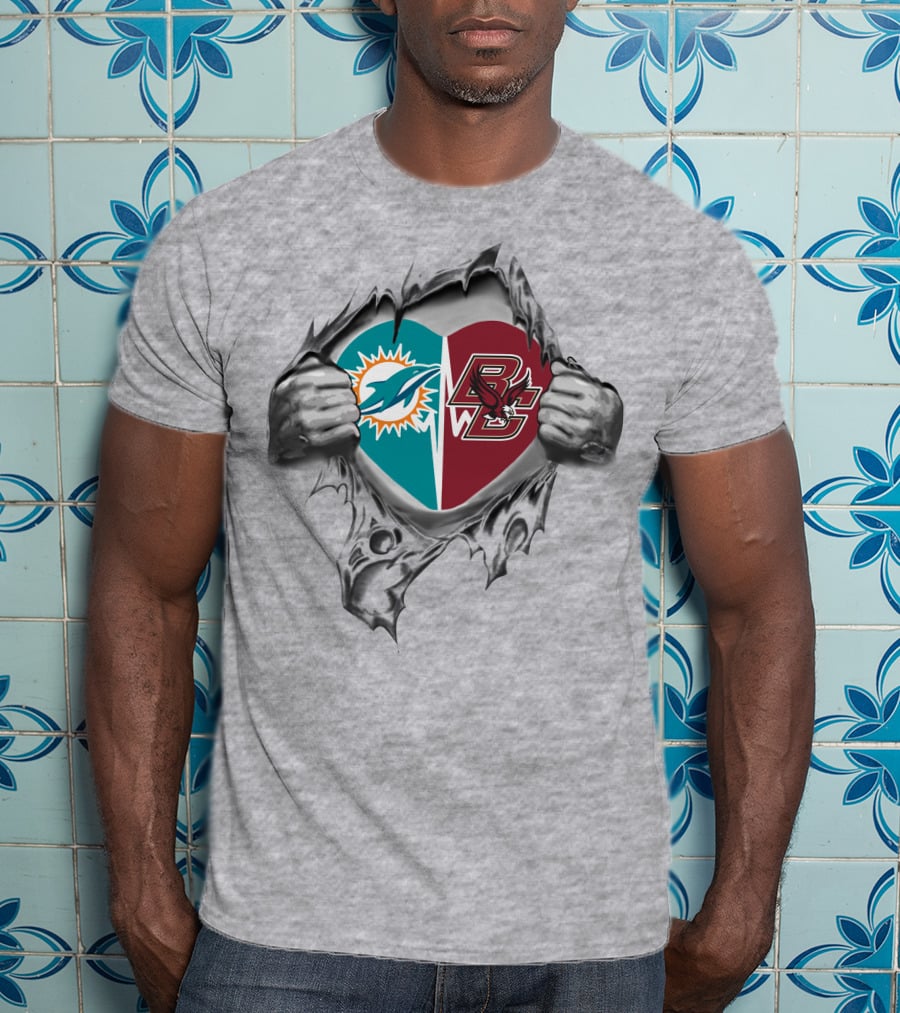 Miami Dolphins Boston College Eagles Heart T-Shirt