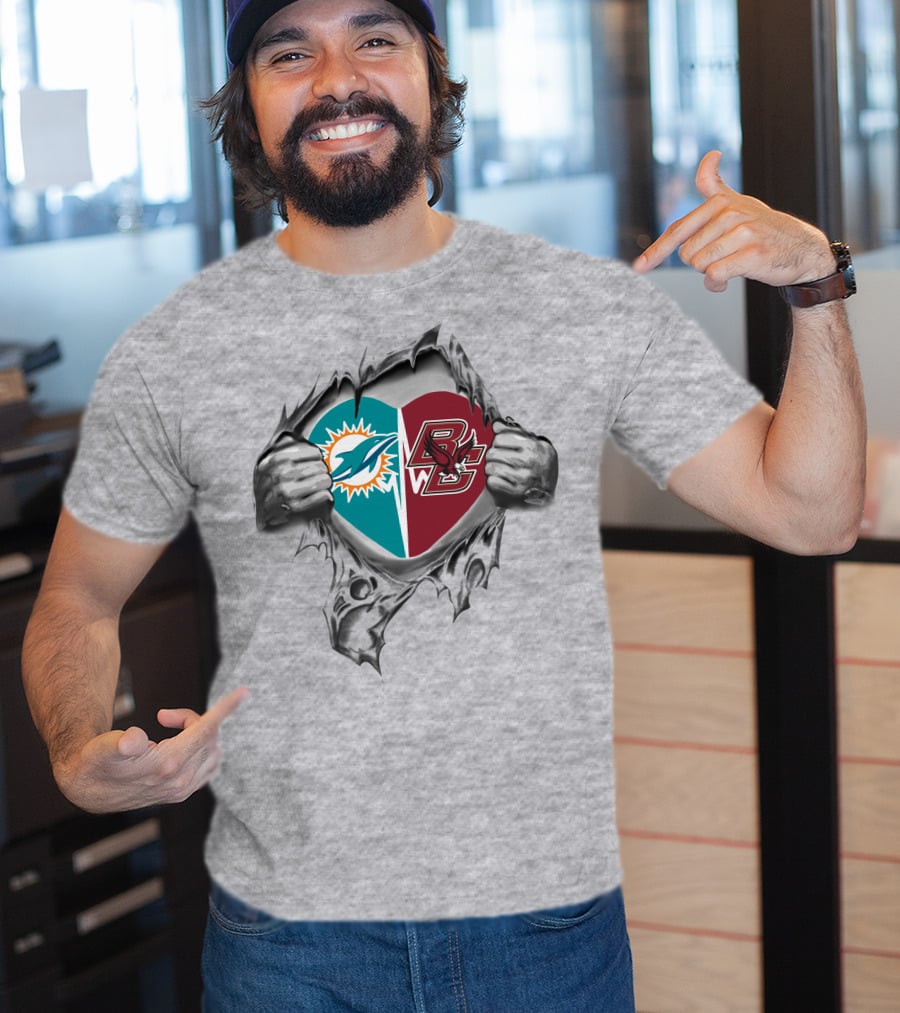Miami Dolphins Boston College Eagles Heart T-Shirt