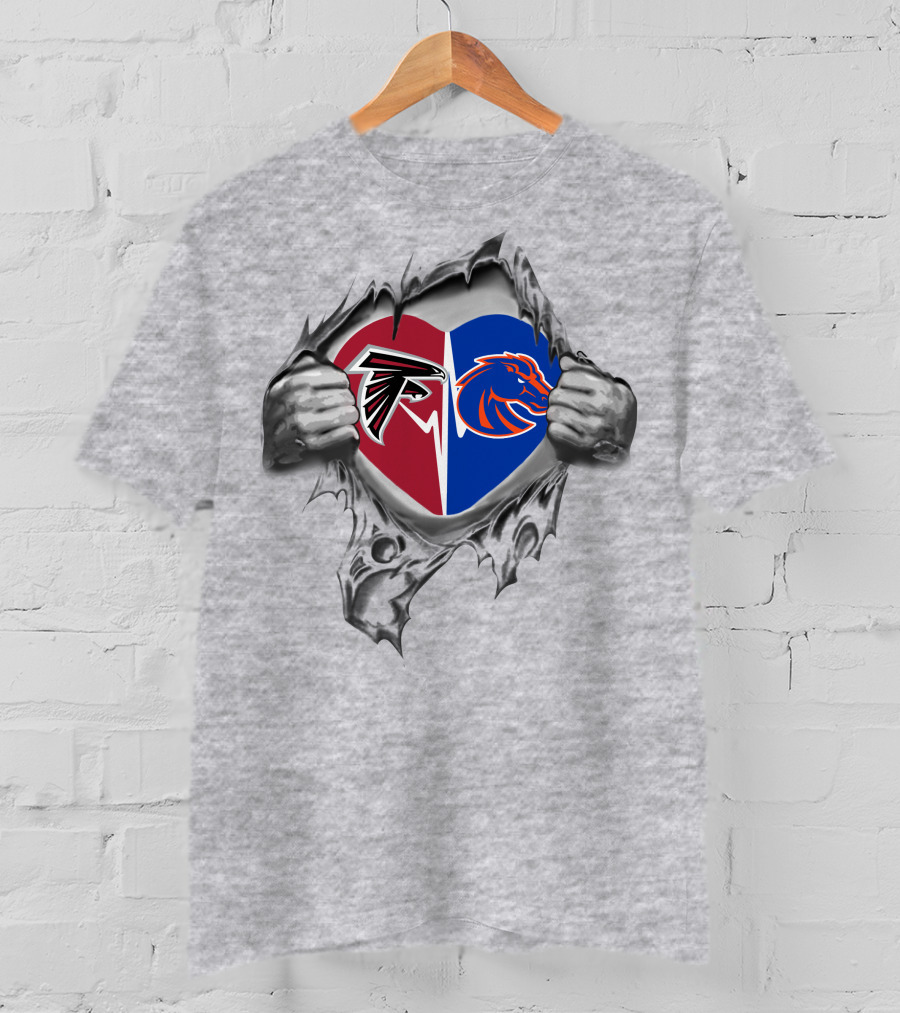 Falcons And Boise State Broncos Heart T-Shirt