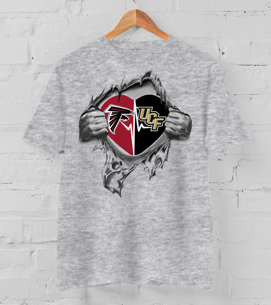 Falcons Ucf Knights Heart Torn Open T-Shirt